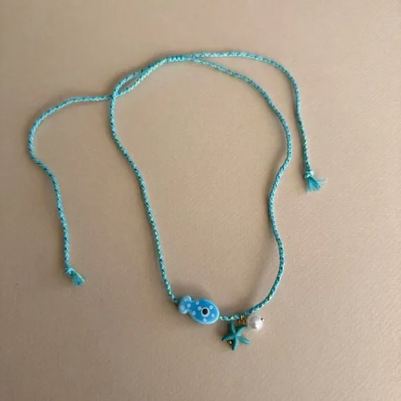 Blue Fish Charm Necklace N1771 - Picture 3 of 6